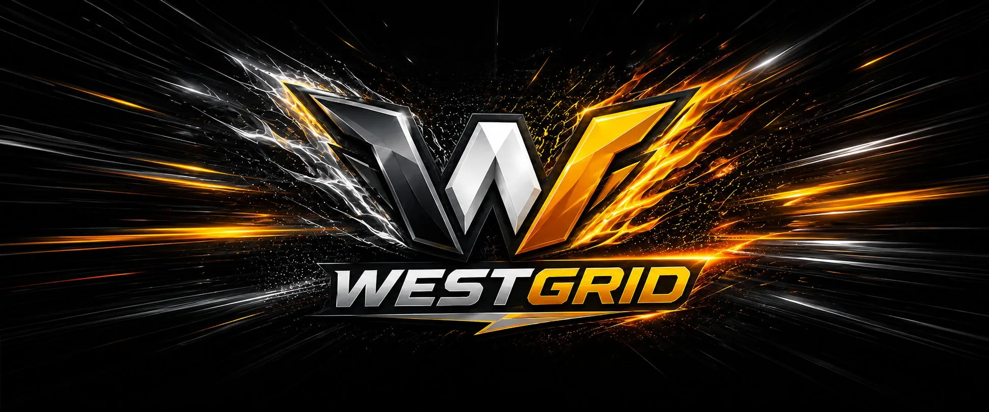 WestGrid závodní simulátory – logo s ohněm a jiskrami